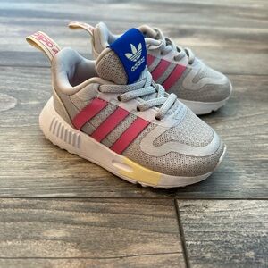 Adidas Kids Sneakers - Gray, Pink, and yellow